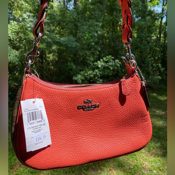 🆕 COACH Teri Shoulder/Crossbody in Silver/Khaki/Tangerine HOT ITEM! - Picture 4 of 16